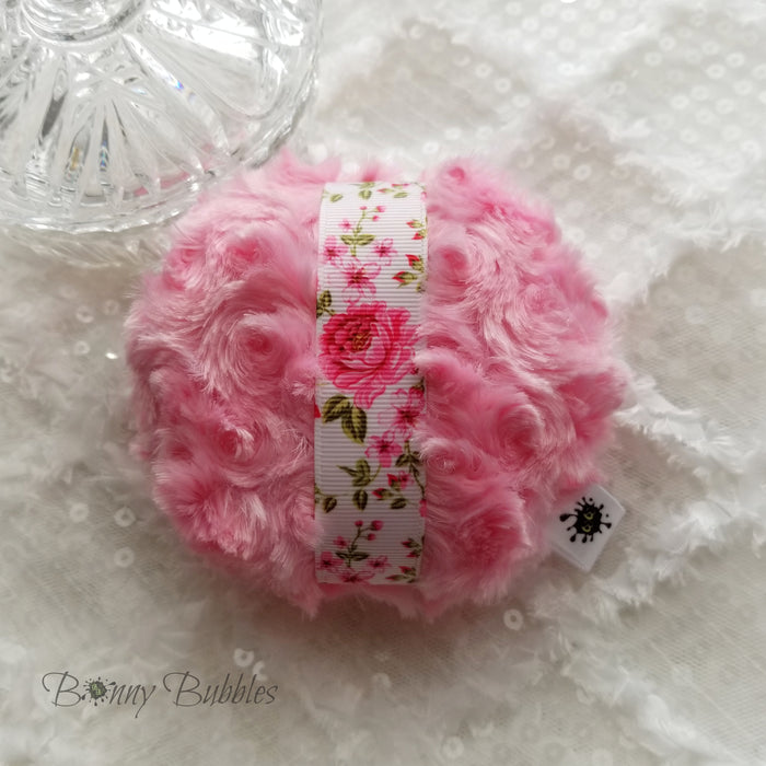 PINK Powder Puff - Roses, 4 inch