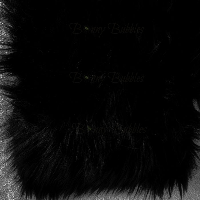 Black, Faux Fur fabric - 6 x 5.5 inches