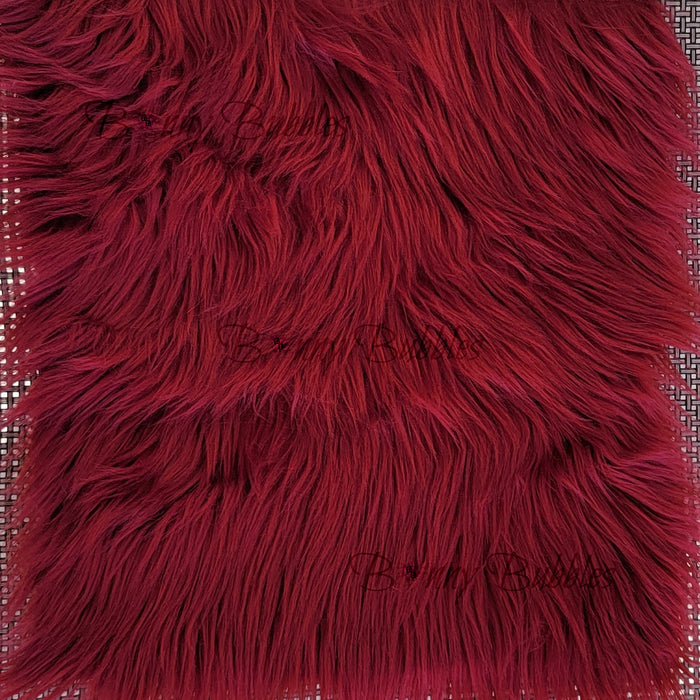 Burgundy, Faux Fur fabric - 11 x 7.5 inches