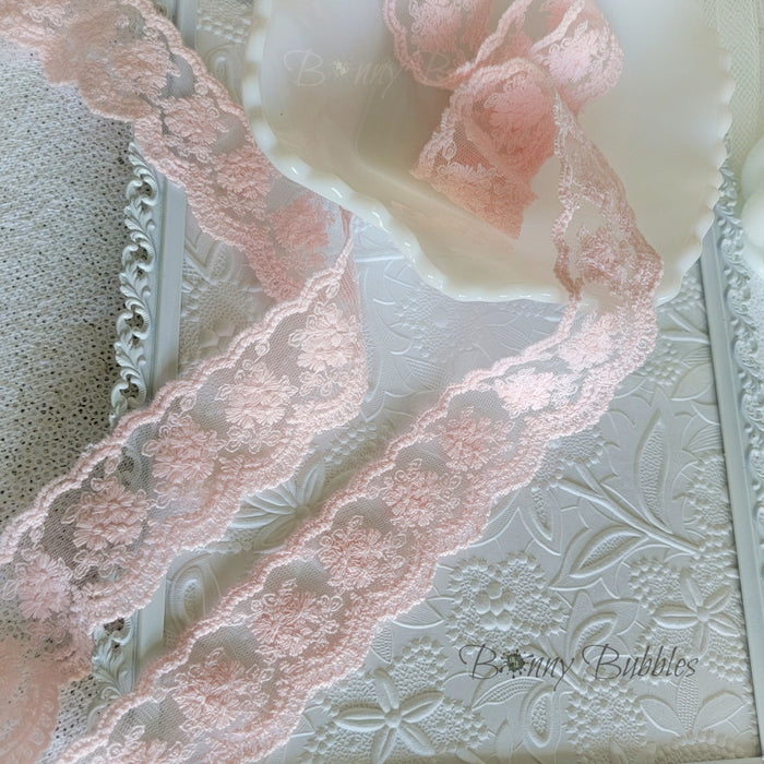 Embroidered Lace, Pastel Pink