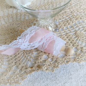 2 yds, Lace - Pink and White, wood clothes peg