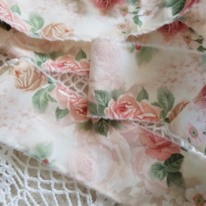 shabby cotton ribbon with roses