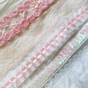 Pink and White, Lace and Trim Bundle