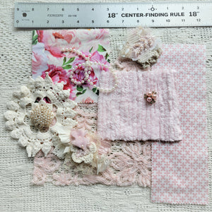 Pink Slow Stitch Bundle, Shabby Pink Embellishments - Haberdashery set (A)