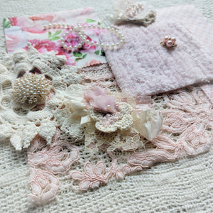 Pink Slow Stitch Bundle, Shabby Pink Embellishments - Haberdashery set (A)