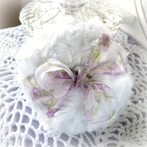 lavender organza powder puff
