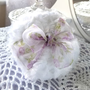 lavender organza powder pouf