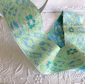 Green and Blue Ribbon, gold accent
