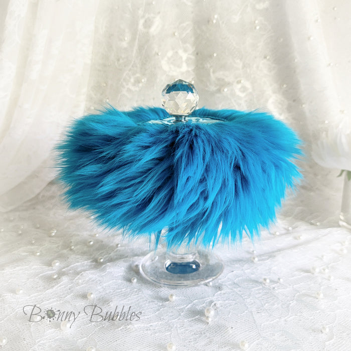 Turquoise Powder Puff, with glass handle