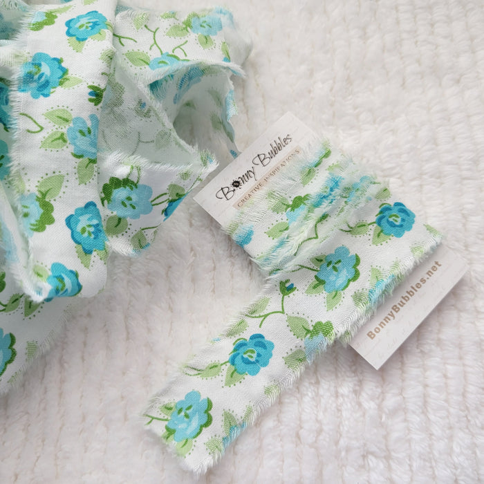 Torn Fabric Ribbon, 43 inches - Floral