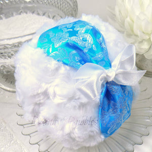 turquoise blue powder puff