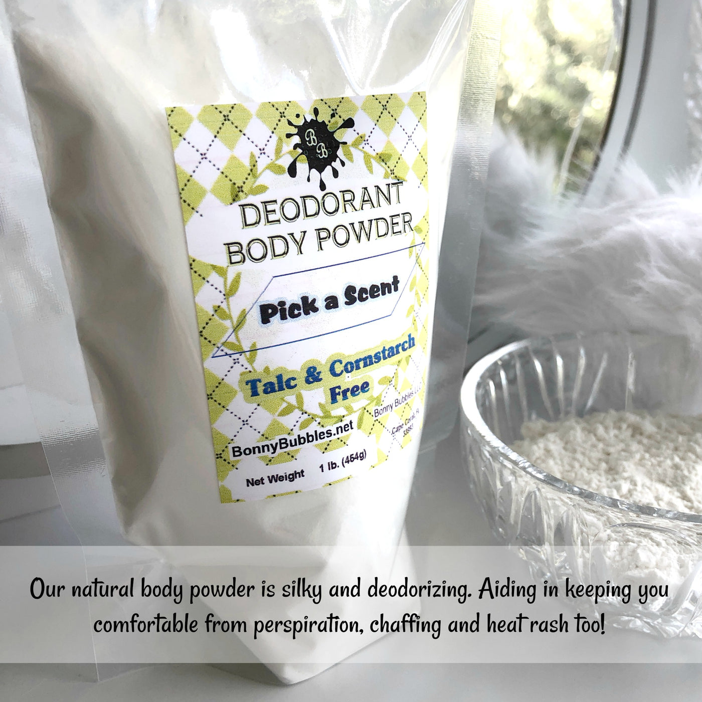 BULK Body Powder - by the Pound - Talc and Cornstarch Free - pick a sc –  Bonny Bubbles