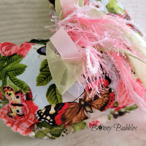 heart pillow with butterflies and flowers