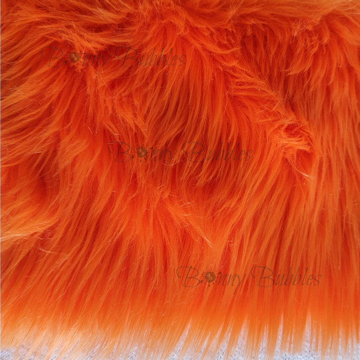 Orange, Faux Fur fabric - 20 x 5.5 inches