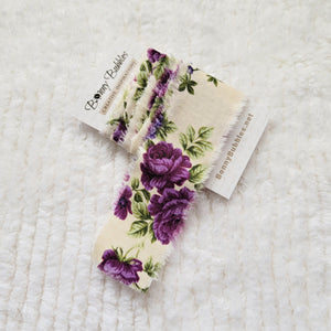 Torn Fabric Ribbon, Purple Roses