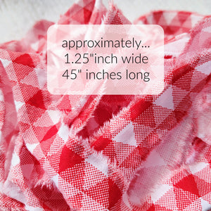 Torn Fabric Ribbon - Red Gingham, 45 inches