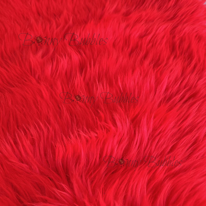 Red, Faux Fur fabric - 17 x 12 inches