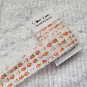 Torn Fabric Ribbon - Strawberries, 1 yrd