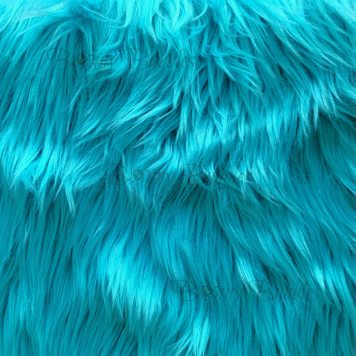 Turquoise, Faux Fur fabric - 18 x 9 inches